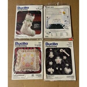 Lot of 4 Unopened Vintage Bucilla Candlewicking Projects